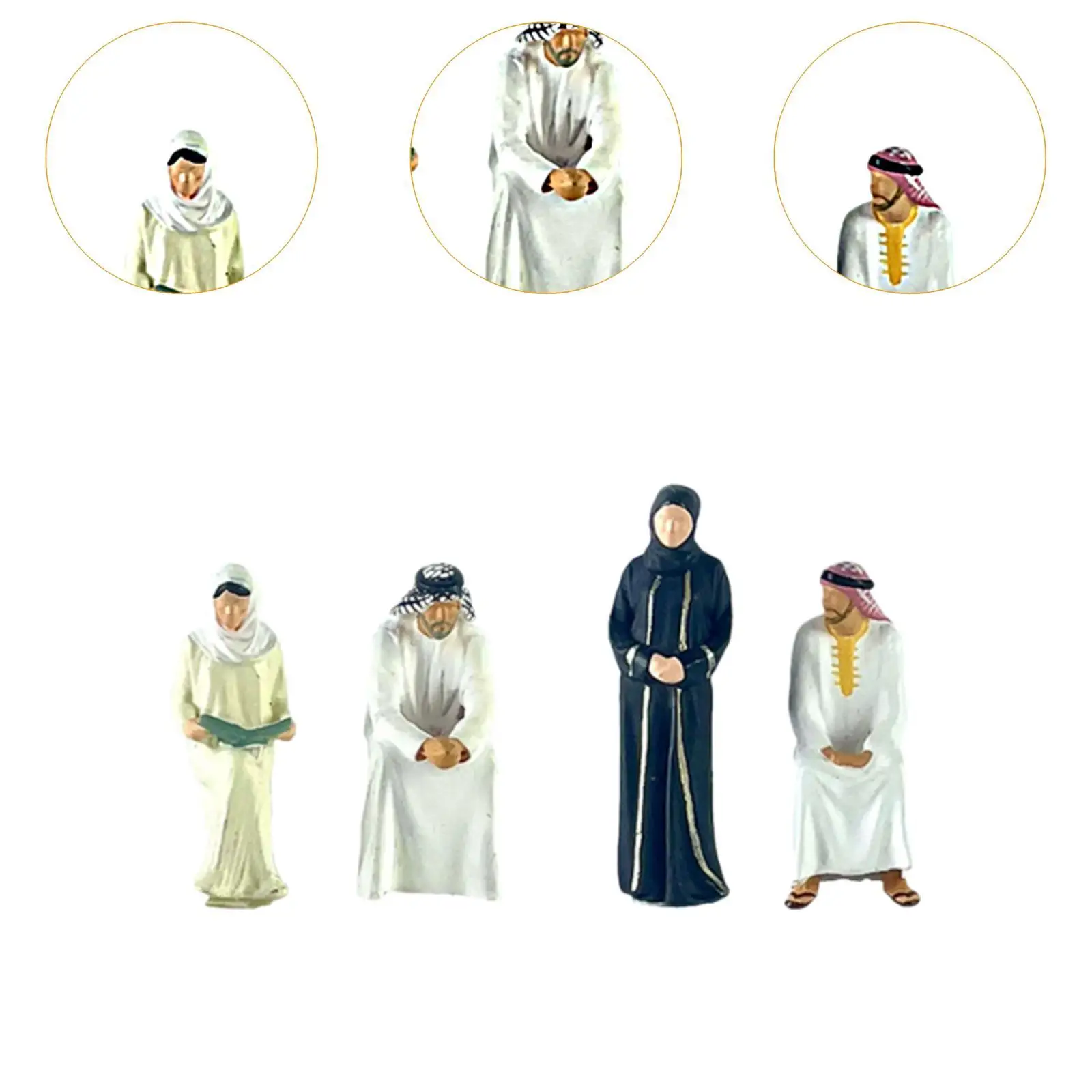 4Pcs 1:64 Hand Painted People Figures Resin for Fariy Garden Miniature Scene