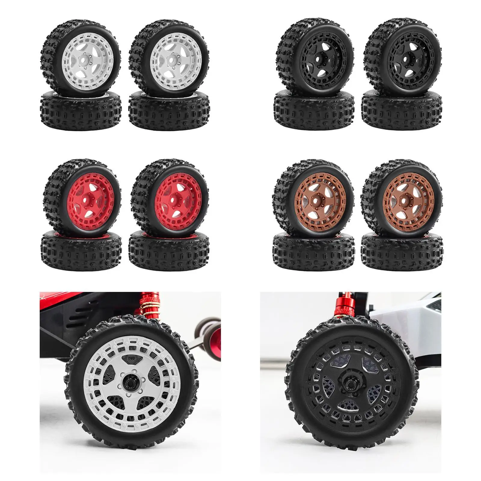 4Pcs Wheels and Tires 2.7x1inch for 1/18 2S 223S RC Truck Lightweight Sturdy