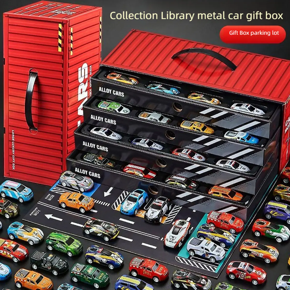 Coche carreras aleación con parking caja almacenaje regalo para niño - imagen 4