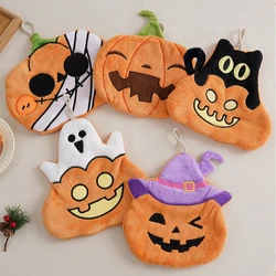 Toallas de Mano para Niños con Diseño de Calabaza de Halloween, de Terciopelo Coral, Toallas Colgantes para Cocina, Baño, Productos para el Baño y la Ducha