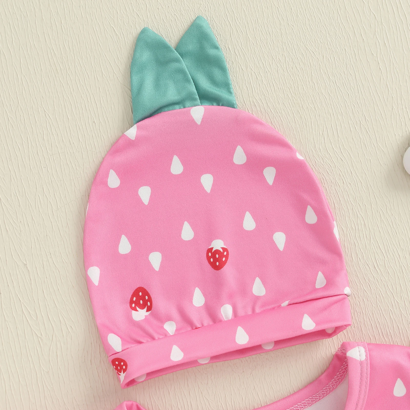 SUNSIOM Conjuntos de verano para niña de 0 a 18 meses, mameluco con cuello redondo y manga mosca y sombrero, conjunto de disfraz de fruta infantil - imagen 4