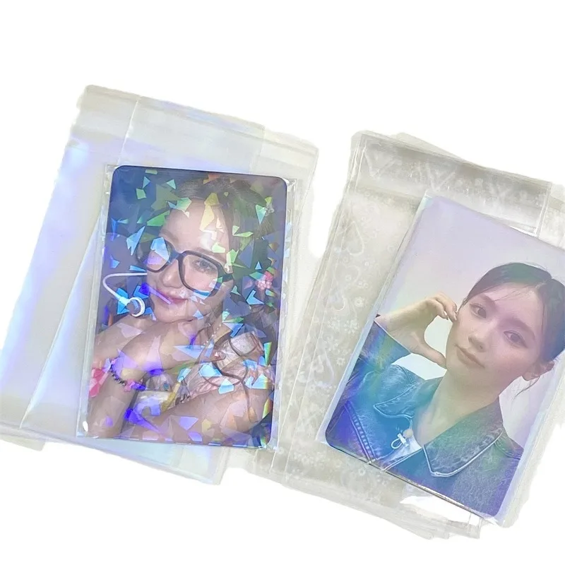 50 unids/pack láser amor holográfico tarjetas fotográficas Fundas protectoras tarjeta transparente película ídolo foto manga INS regalos bolsa de embalaje - imagen 5