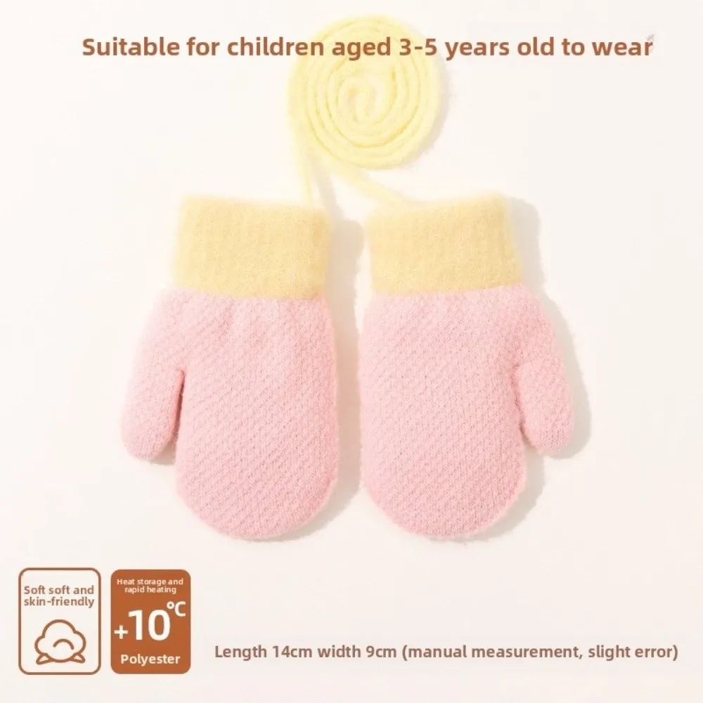 New Warm Gloves Knitted Hanging Neck Skiing Gloves Full Finger Thick Windproof Cold Proof Gloves - imagen 4