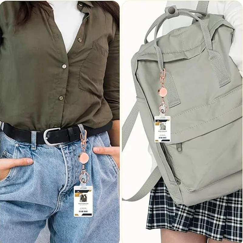 Hebilla redonda de fácil extracción, Clip de insignia de aleación, carrete de insignia retráctil, Clip de identificación fácil de tirar para personal de oficina, 1 ud.