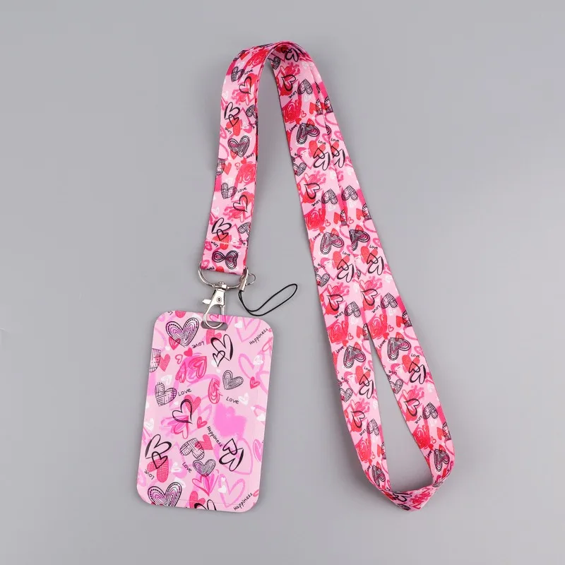 Mariposa amor flor cordón para teléfono móvil cubierta de tarjeta tarjeta de autobús tarjeta de estudiante trabajo carcasa dura cubierta de protección multifuncional - imagen 3