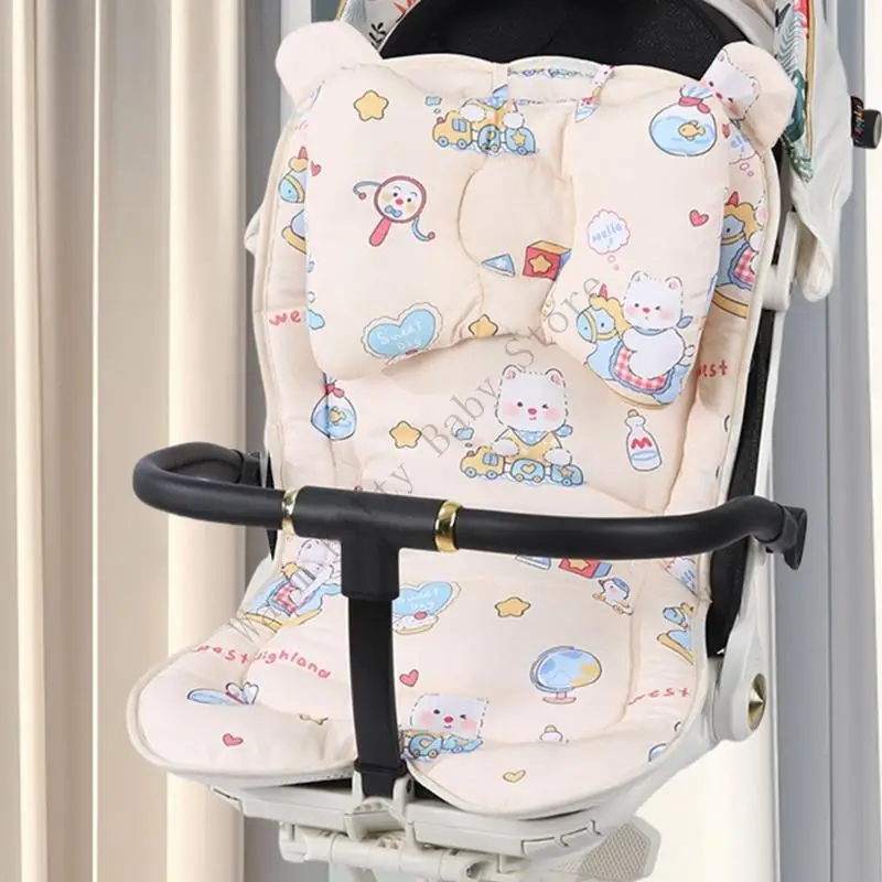 Nuevo Cojín grueso Universal para asiento de cochecito de bebé, accesorios para alfombrilla, bonito cojín lavable para asiento de cochecito con almohada - imagen 3