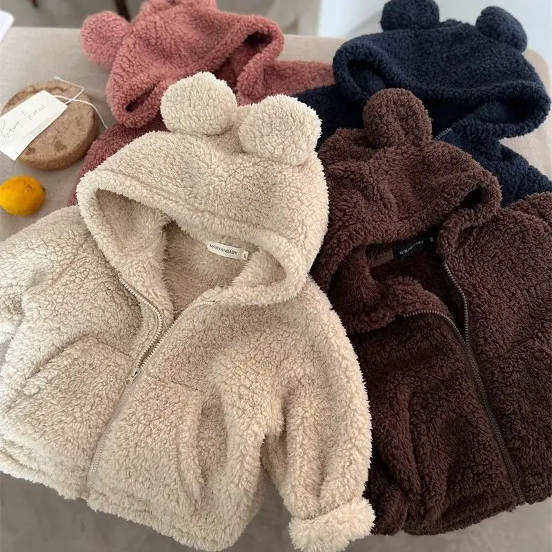Sudadera de felpa con capucha y orejas de osito para bebé - imagen 3