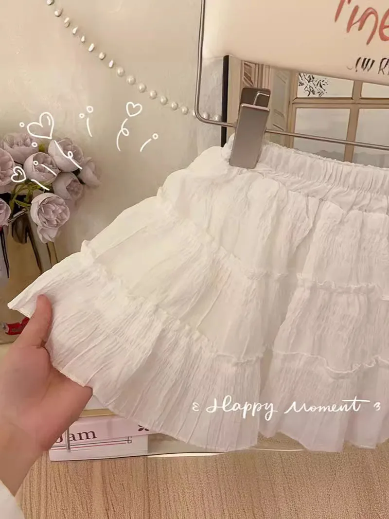 Nueva Falda corta MILANCEL de verano para niñas, falda bonita de Color sólido para niños, falda de pastel de encaje para niños - imagen 4