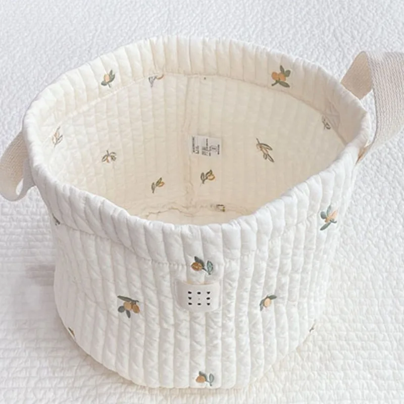 Bolsa de algodón para mamá, bolsas de almacenamiento para bebés recién nacidos y niños, cesta para ropa de lavandería, juguetes, bolsa de pañales con bordado de oso bonito, organizador de pañales - imagen 4