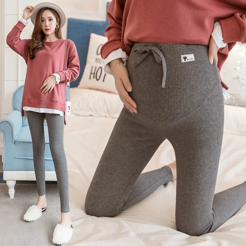 Leggings ajustables de talla grande para mujer embarazada, nuevos pantalones de maternidad, ropa fina de algodón suave de cintura alta para embarazo