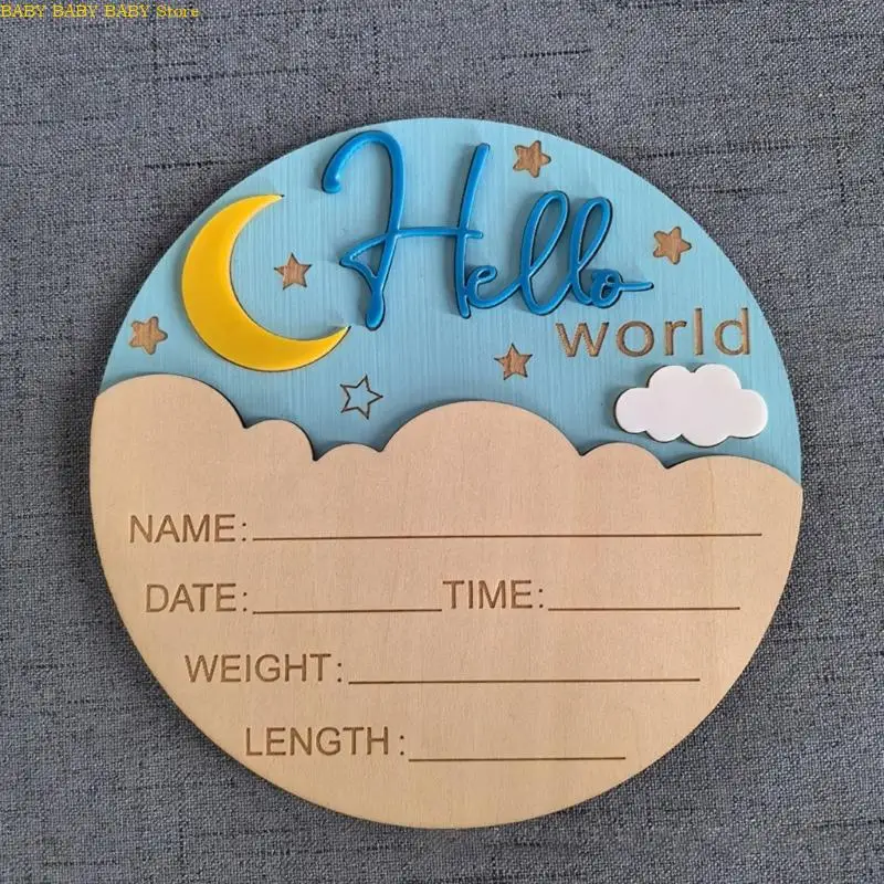 Q81A grabado Nombre del bebé Detalle nacimiento Memorial Memorial Redonde Nursery Decoración - imagen 4