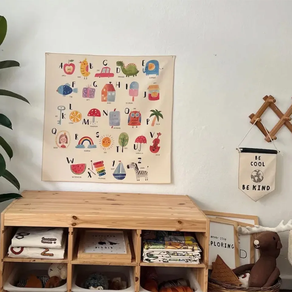 Pintura decorativa de letras de arcoíris de estilo nórdico, decoración de guardería para habitación de bebé, accesorios para fotos de bebé, revestimiento de pared colgante