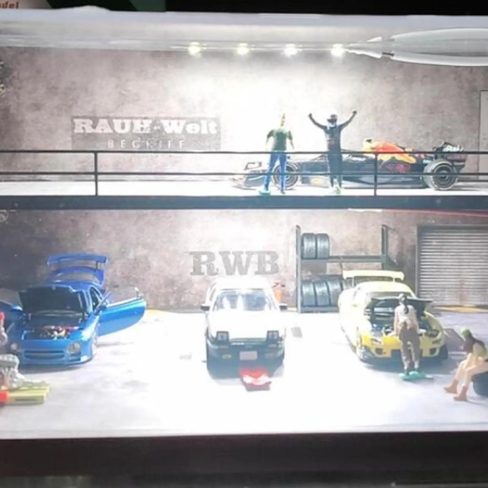 1/64 Model Car Display Case Ornament Photo Prop Toy Car Storage Home Decoration Display Box Parking Scene Showcase Organizer