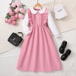 Vestido de fiesta para niña manga larga – Rosa