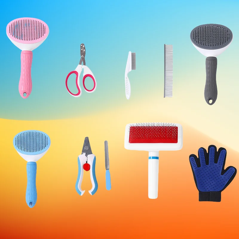 Kit de higiene para gatos: cortaúñas y guantes en rosa, azul o gris - imagen 5