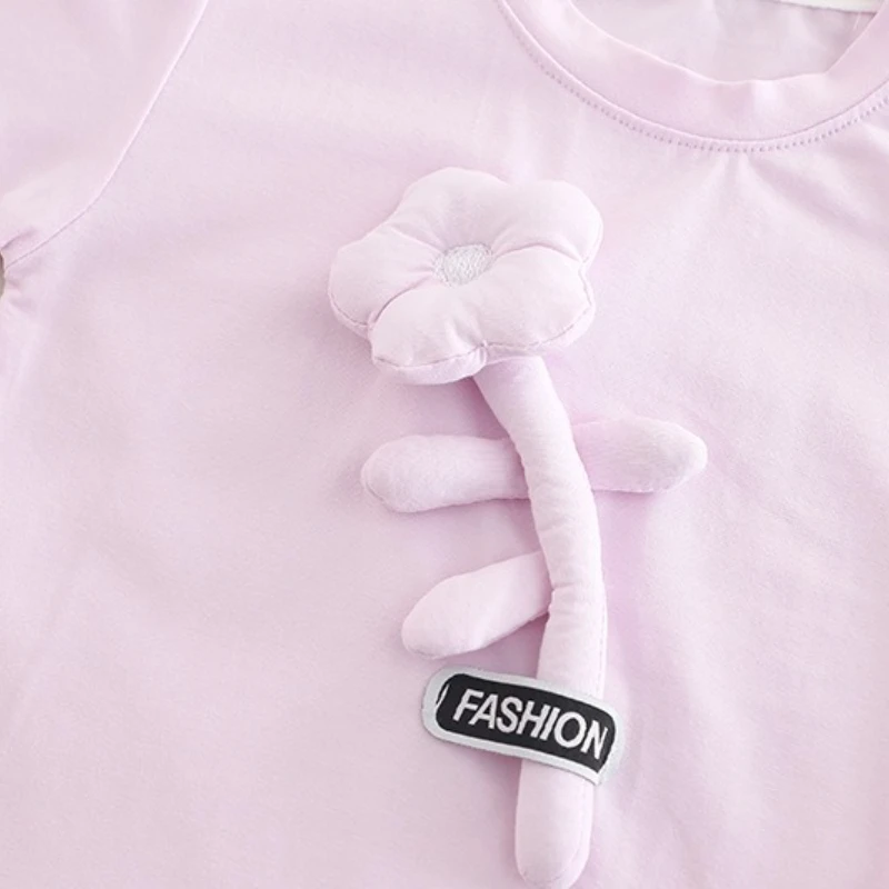 Nuevo conjunto de ropa de verano para niñas, camiseta de manga corta, pantalones cortos, 2 unids/set, ropa para niños, disfraz deportivo informal para niños pequeños - imagen 5