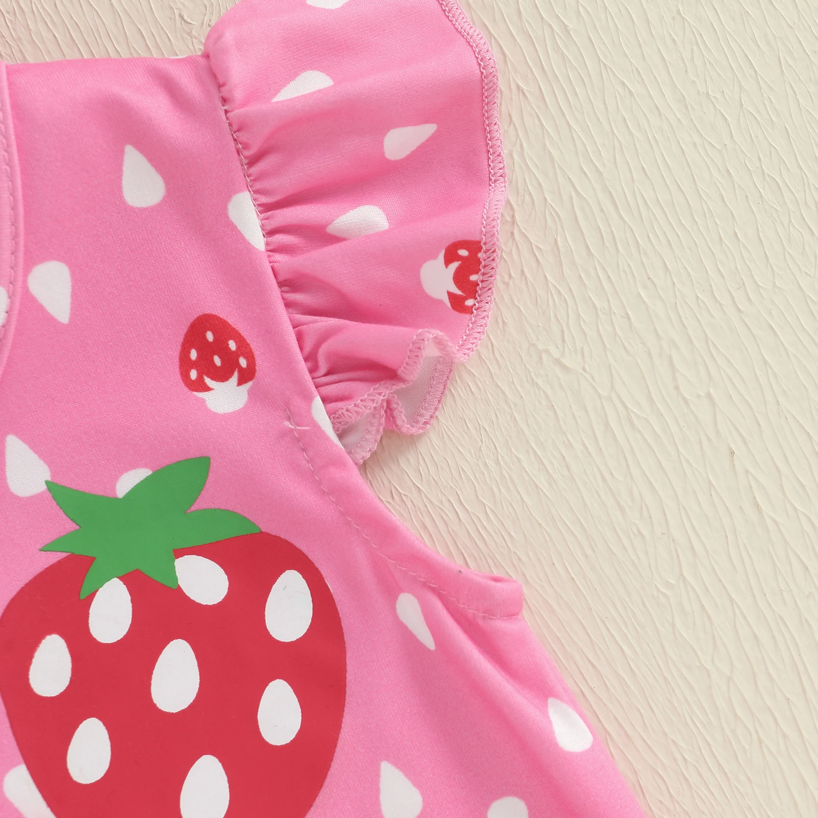 SUNSIOM Conjuntos de verano para niña de 0 a 18 meses, mameluco con cuello redondo y manga mosca y sombrero, conjunto de disfraz de fruta infantil - imagen 5