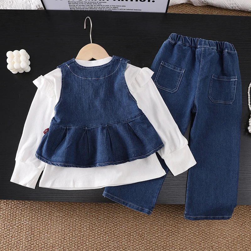 Nueva ropa de bebé de primavera y otoño, traje para niños y niñas, chaleco, camiseta, pantalones, 3 unids/set, ropa para niños, disfraz infantil, chándales para niños pequeños - imagen 3