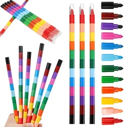 Crayones apilables para niños – 12 colores vivos tipo construcción