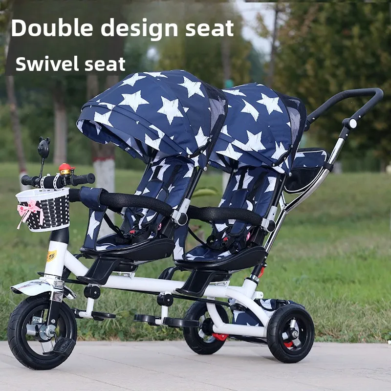 Triciclo doble para niños con diseño plegable y ruedas silenciosas - imagen 4