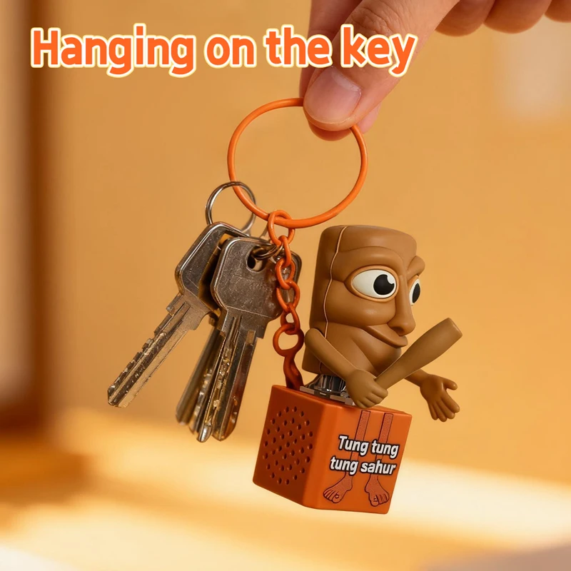 Stick man Tung tung Tungtungtung Anime llavero de madera palo figura de hombre con colgante luminoso regalo decorativo coleccionable - imagen 5