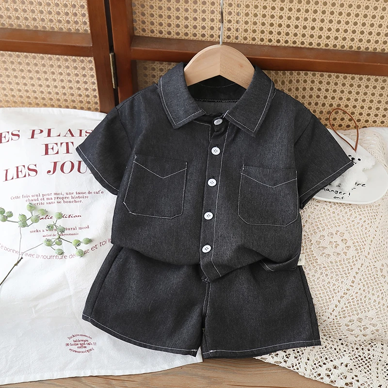 Nueva ropa de verano para bebés, traje para niños, camisa, pantalones cortos, 2 unids/set, ropa para niños y niñas, disfraz de moda para niños, chándales infantiles - imagen 2