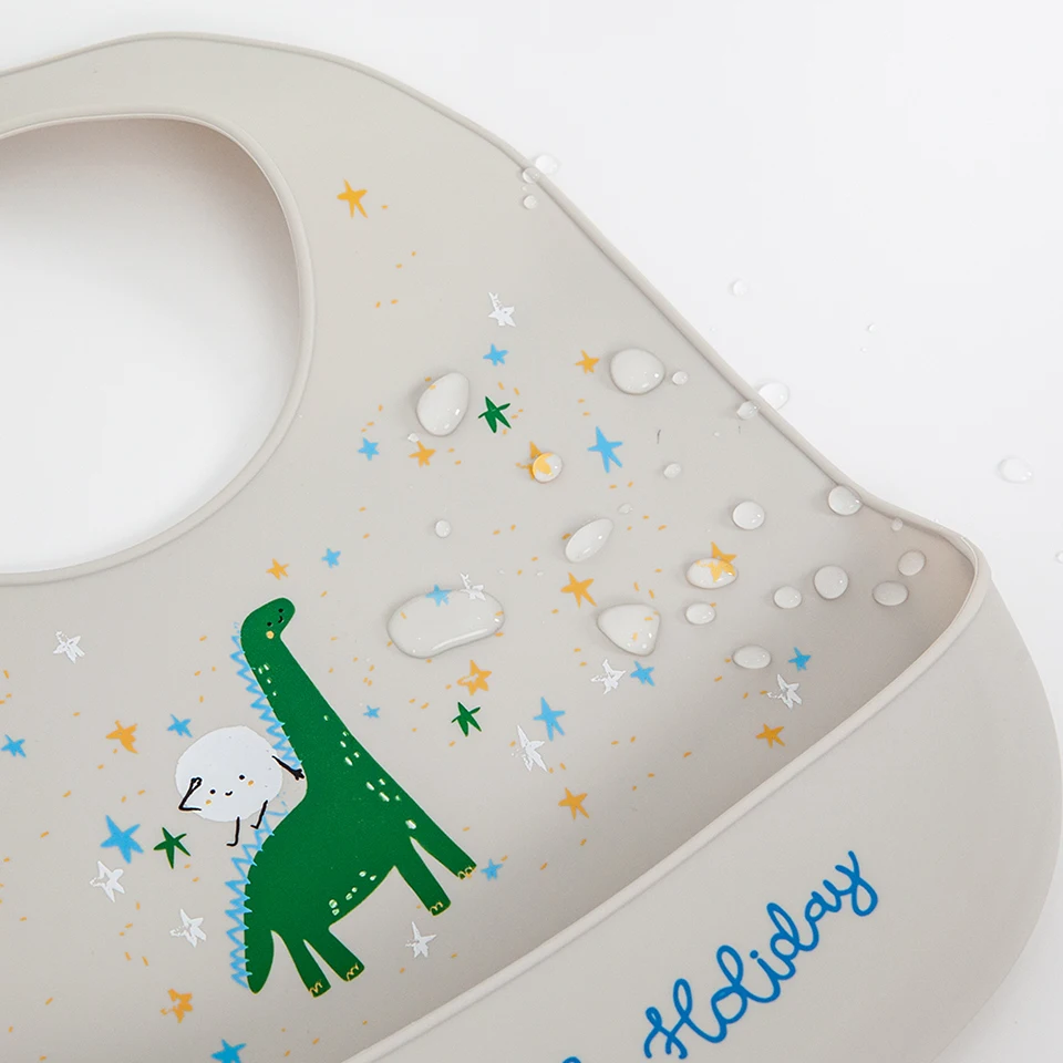 Baberos impermeables para bebé, material para comer, delantal de bebé con estampado de cocodrilo de dibujos animados de silicona suave, babero, delantal de alimentación de bebé reutilizable - imagen 4