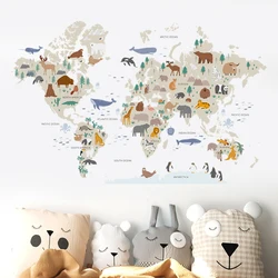 Pegatinas vinilo mapa mundo animales para pared infantil