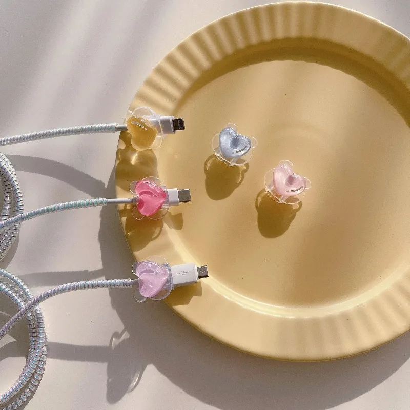 Enrollador para Protector de Cable de carga para niñas, protector de cargador de flores, cubierta Universal para Cable de carga de teléfono