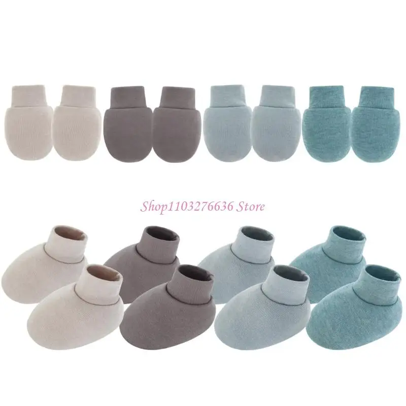 R6FD Cotton Baby Mittens and Booties establece Anti Scratches Recién nacidos Cubierta y calcetines - imagen 4