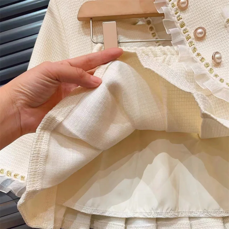 Primavera otoño nuevo estilo niños conjuntos niñas bebé moda abrigo suelto Falda plisada dos piezas - imagen 2