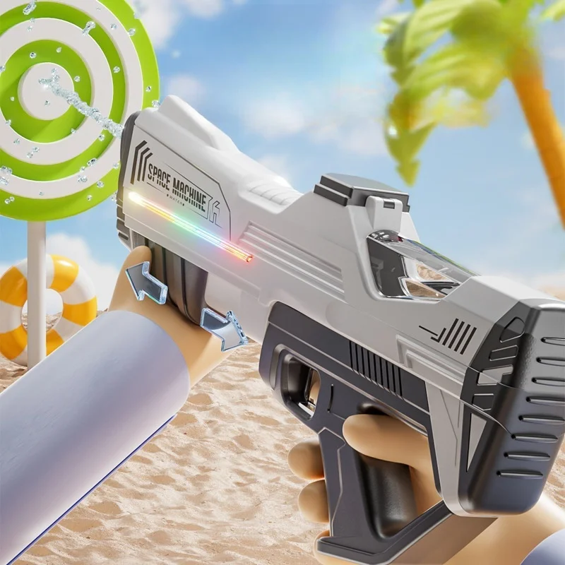 Pistola de agua eléctrica, pistola de agua de alta capacidad, luz LED luminosa totalmente automática para verano, juguete para jugar en la playa al aire libre, regalo - imagen 3