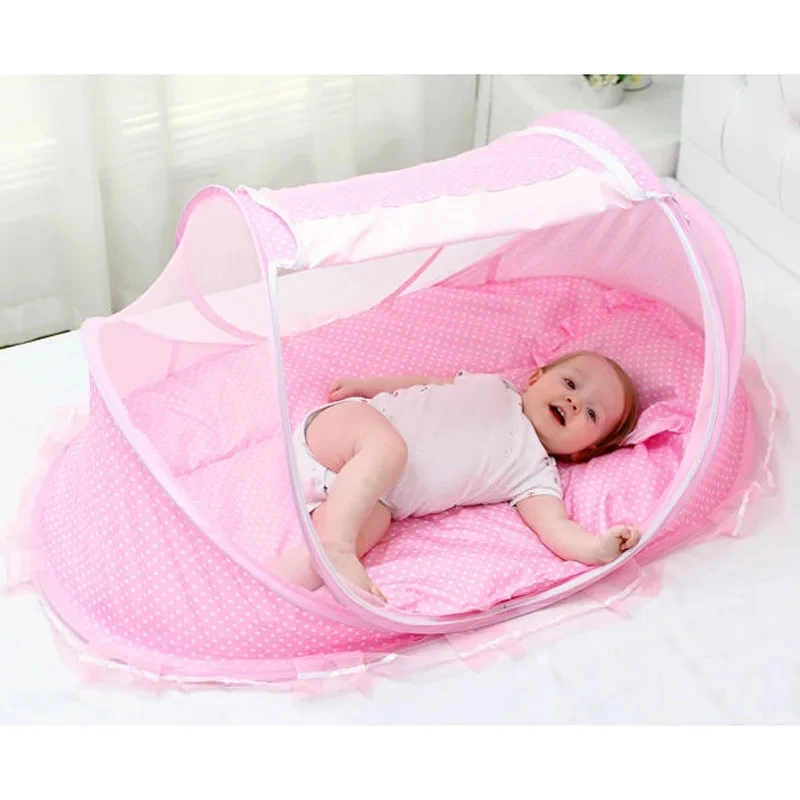 Juego de 3 piezas para niños, mosquitera portátil con diseño de doble cremallera para cama de bebé, mosquitera plegable de verano para recién nacido - imagen 4