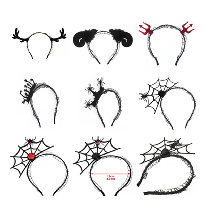 Gorros de Halloween, diadema de telarañas, diadema para niños, tocado de disfraces para fiesta de Cosplay, accesorios novedosos para el cabello - imagen 3