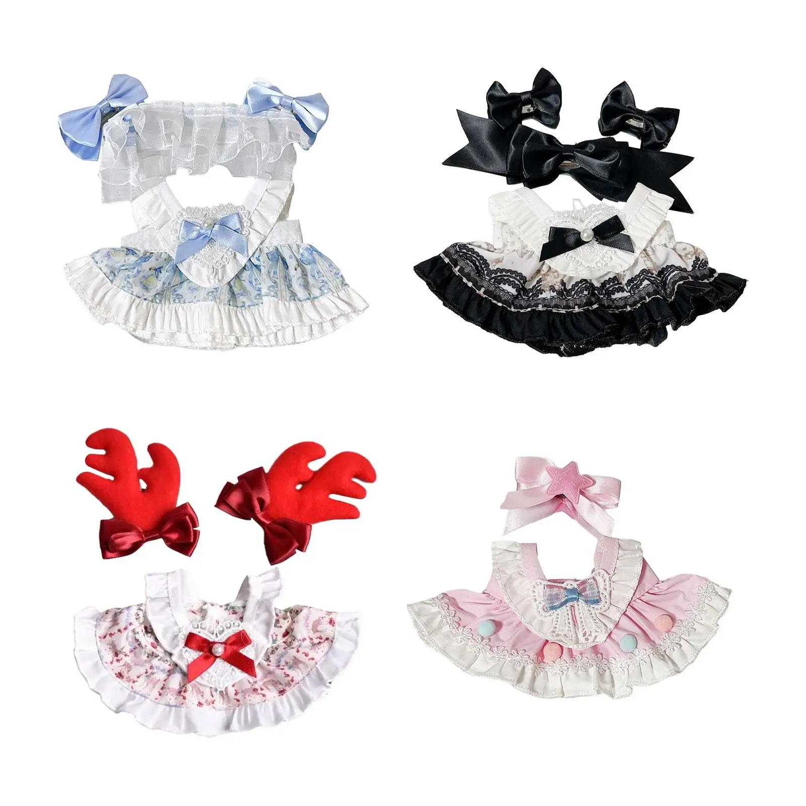 Doll Clothes for 15cm Rabbit Plush Doll,Cartoon,Stylish DIY Costumes,Comfortable Dress up Bunny Stuffed Animals Dress