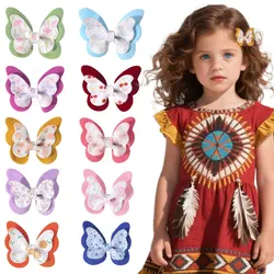Lazos de pelo con clips laterales y mariposas para niñas - regalo