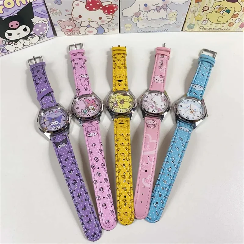 Reloj de Anime Sanrio Kuromi Melody Cinnamoroll Hello Kitty reloj de cuarzo vacaciones cumpleaños niños reloj con puntero regalos de cumpleaños - imagen 3