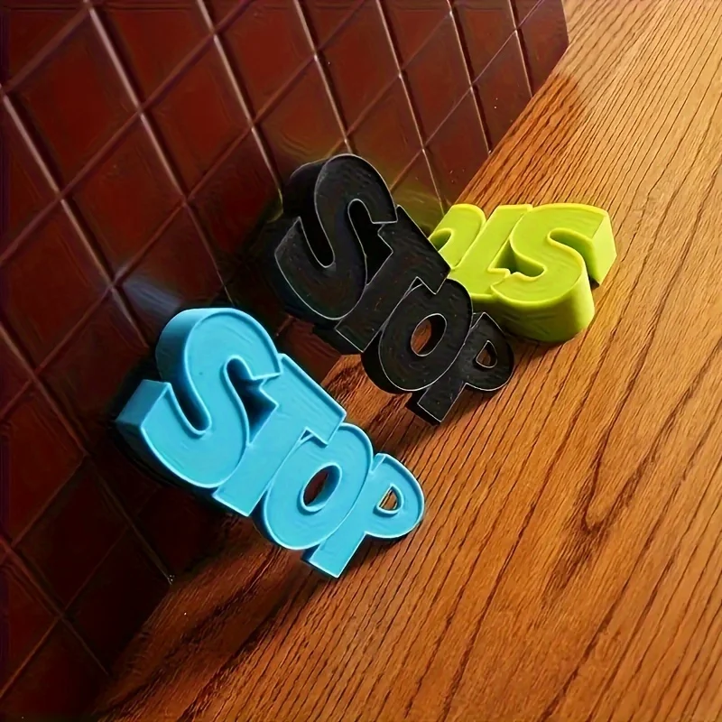Topes de puerta con señal de parada para la parte inferior de la puerta, cuña de tope de puerta de silicona para el suelo del hogar, evita lesiones con los dedos del bebé y niño bloqueados - imagen 4