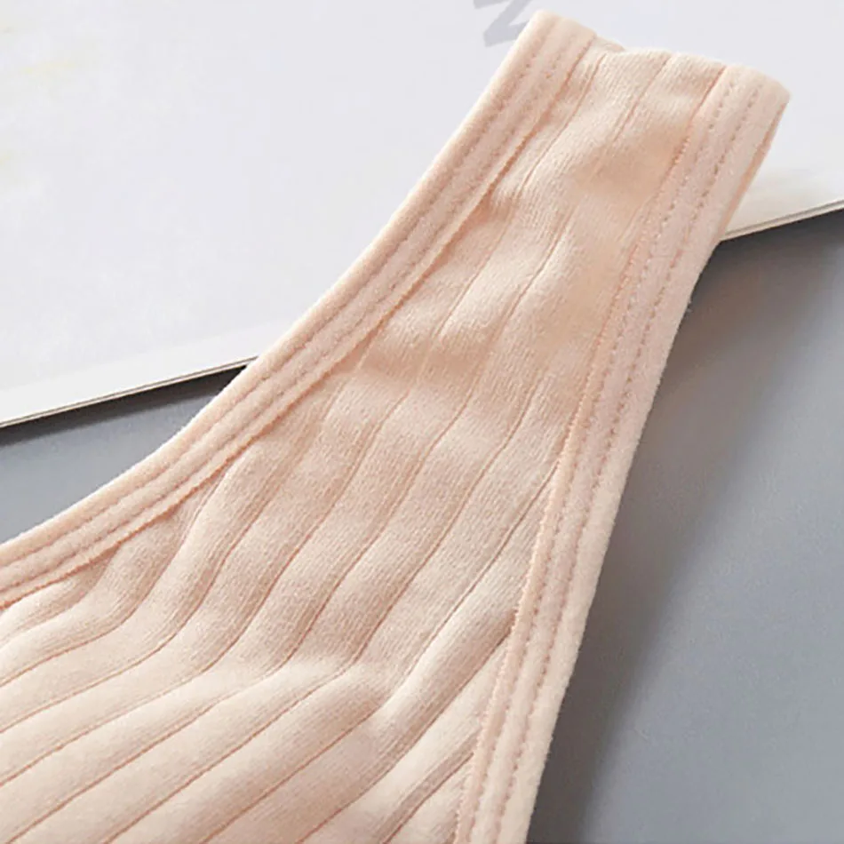 Sujetador de lactancia de algodón para mujeres embarazadas, Bralette transpirable acolchado acanalado sin aros, ropa de maternidad para lactancia con apertura frontal - imagen 5