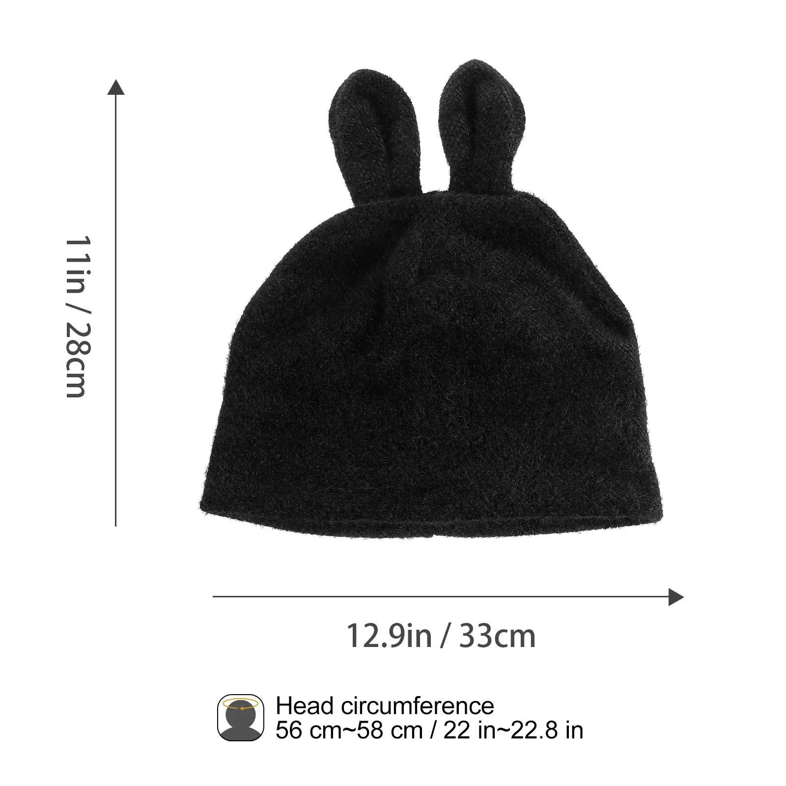 Gorro de lana tejido con orejas de conejo, gorro de tela de chenilla cálido para otoño e invierno para niñas, gorro cálido para exteriores, moda elegante - imagen 4