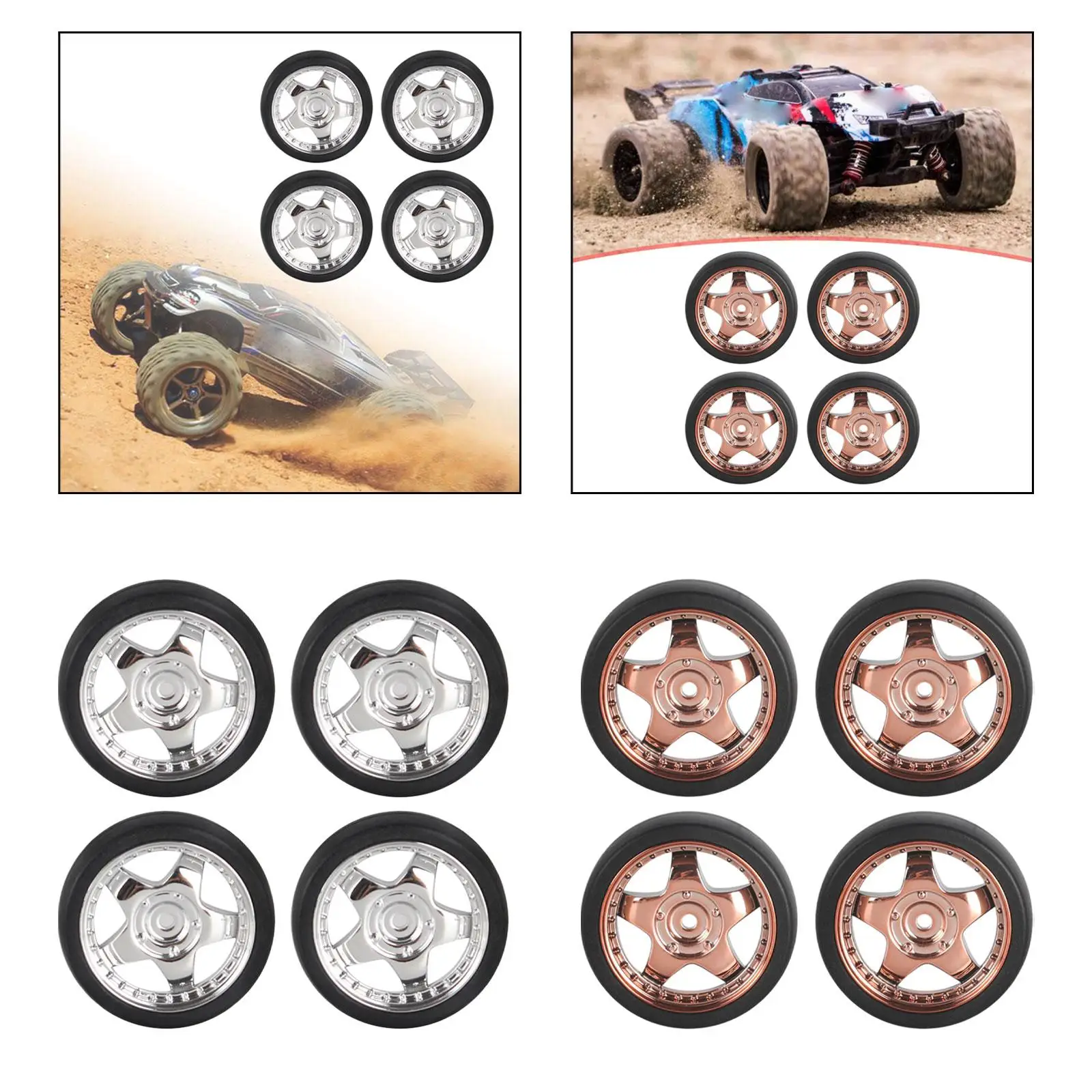 4x RC Car Drift Tires Wheel Rim and Tires Set for 1/18 RC Drift Rally Car DIY Modification Spare Parts Accessory Repalces