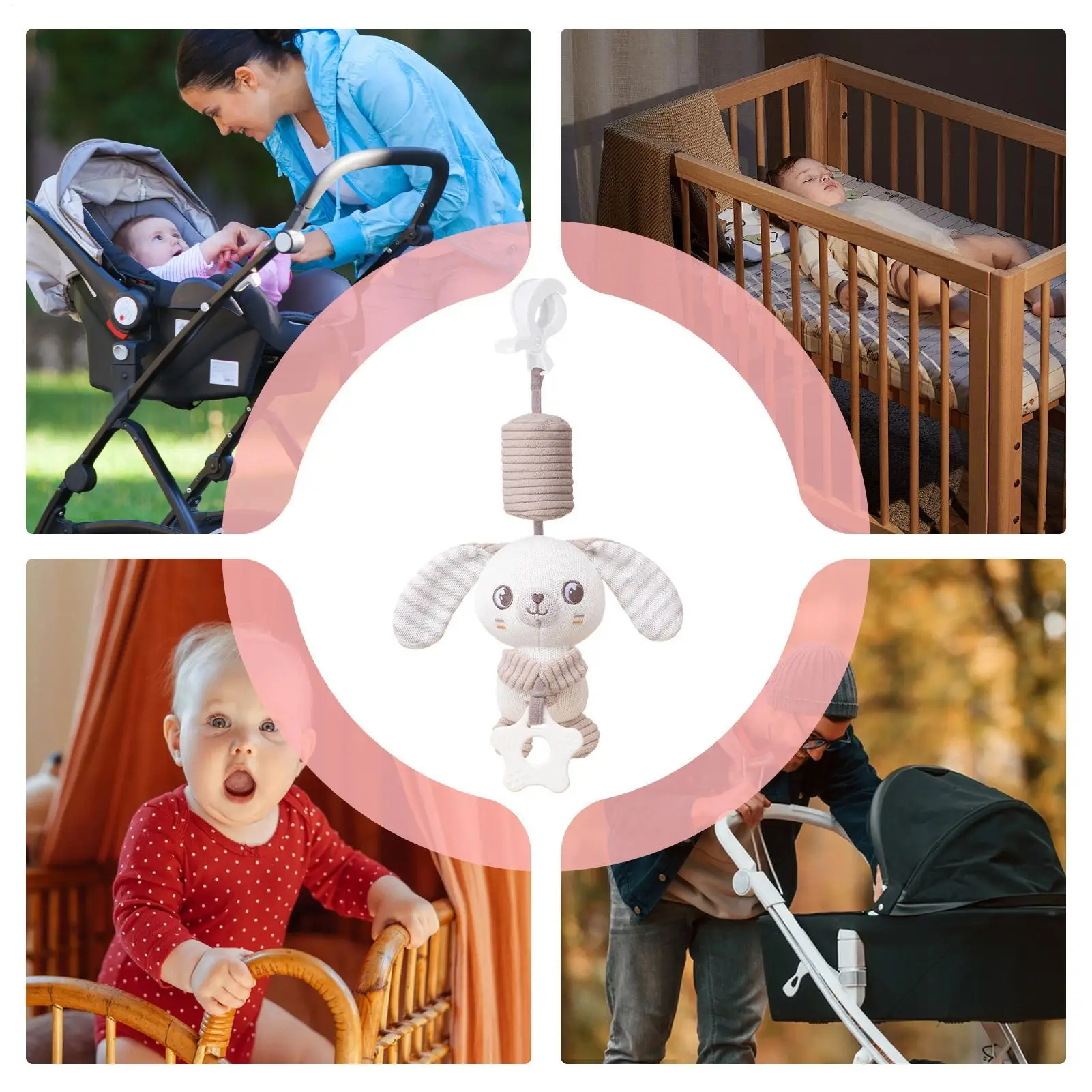 Cochecito de juguete, asiento de coche, muñeca sensorial, entretenimiento de animales para viajes, apaciguador, automóvil, guardería, niña, masticar la dentición - imagen 4