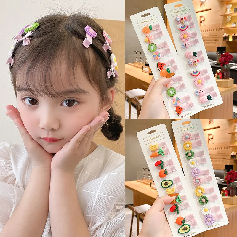 Pinzas para el pelo con forma de fruta para niña, accesorios para el cabello para niña, tocado coreano Kawaii, 10 unidades por Set, 2023