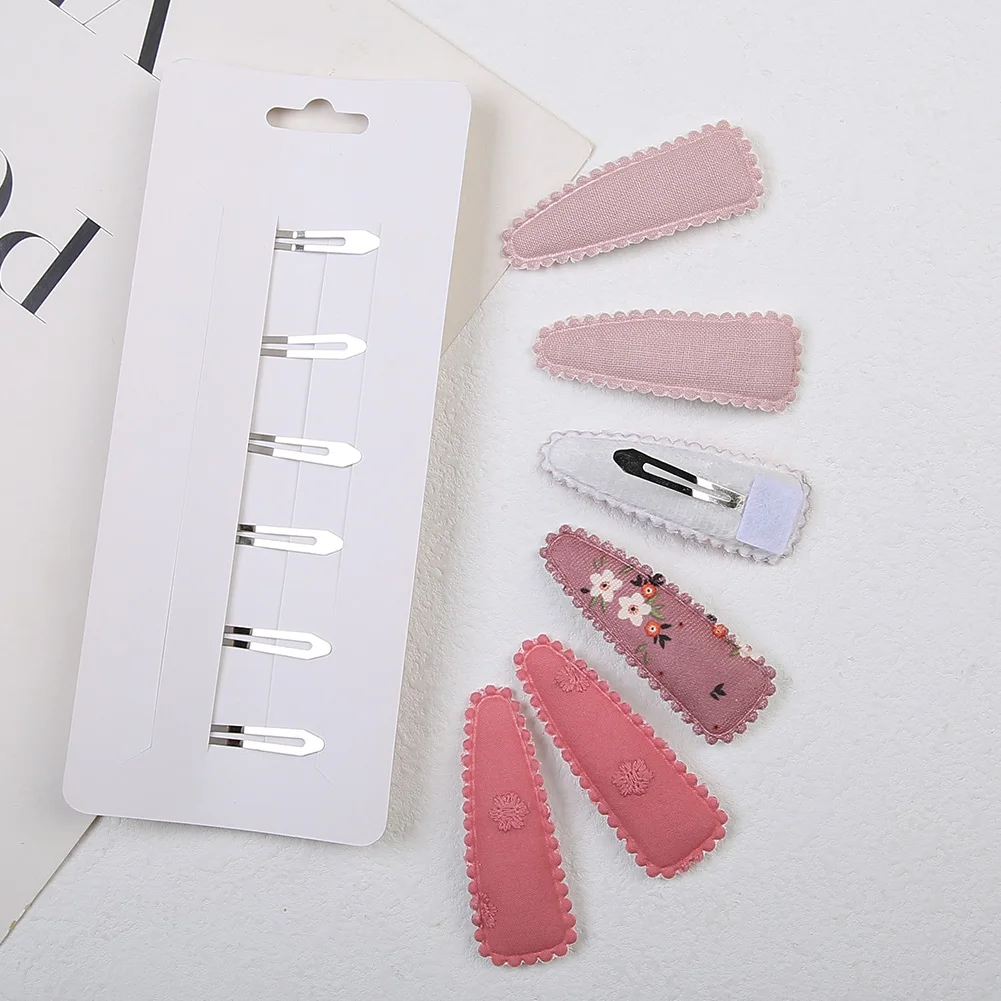 6 unids/set de pinzas para el cabello de tela con estampado de flores para bebé, pasadores BB coreanos bonitos de 6cm a cuadros, horquillas simples para niñas recién nacidas, horquillas para niños - imagen 5