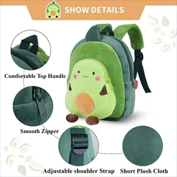 Mochila escolar de peluche para niños pequeños – Diseño aguacate