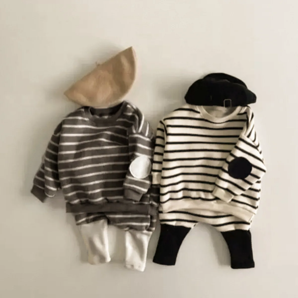 Conjunto de punto de algodón rayado para bebé niño - imagen 2