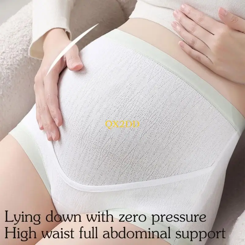 QX2D ropa interior cómoda maternidad, cintura algodón, soporte elástico para vientre, suave para mujeres uso diario - imagen 3