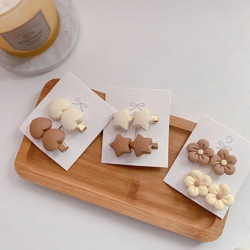 2 unids/lote Koren 2024 nuevos pinzas para el cabello para niños niñas horquillas de oso corazón estrella diadema para mujeres lindos accesorios para el cabello de bebé moda - imagen 2