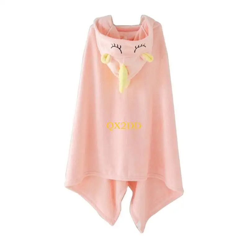 QX2D Toalla baño con capucha para recién nacido, toalla ducha suave y muy absorbente, albornoz con capucha dibujos para