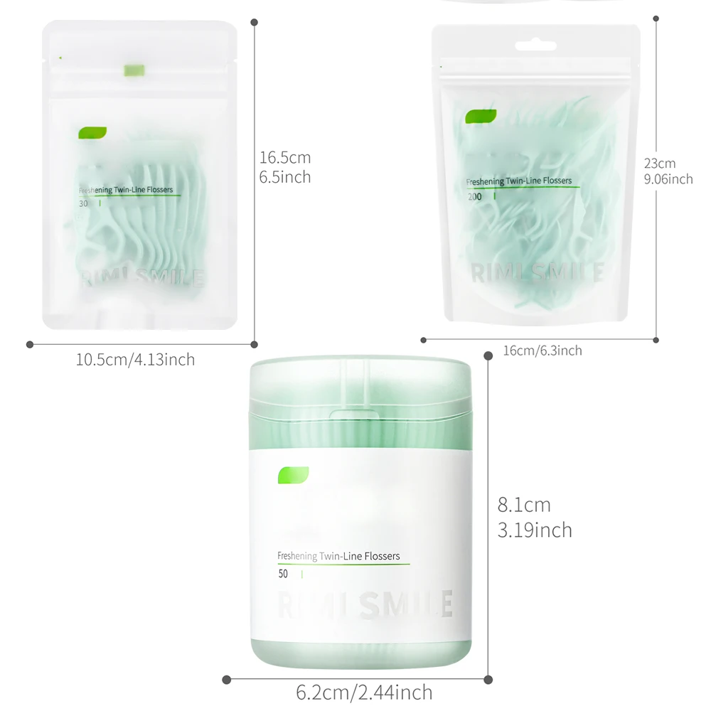 30/50/200PCS Palos de menta de doble hilo - Refresca el aliento y limpia la boca - Diseño de doble hilo que dobla la limpieza - imagen 2
